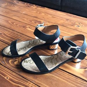 Sam Edelman sandal with gold platform heel